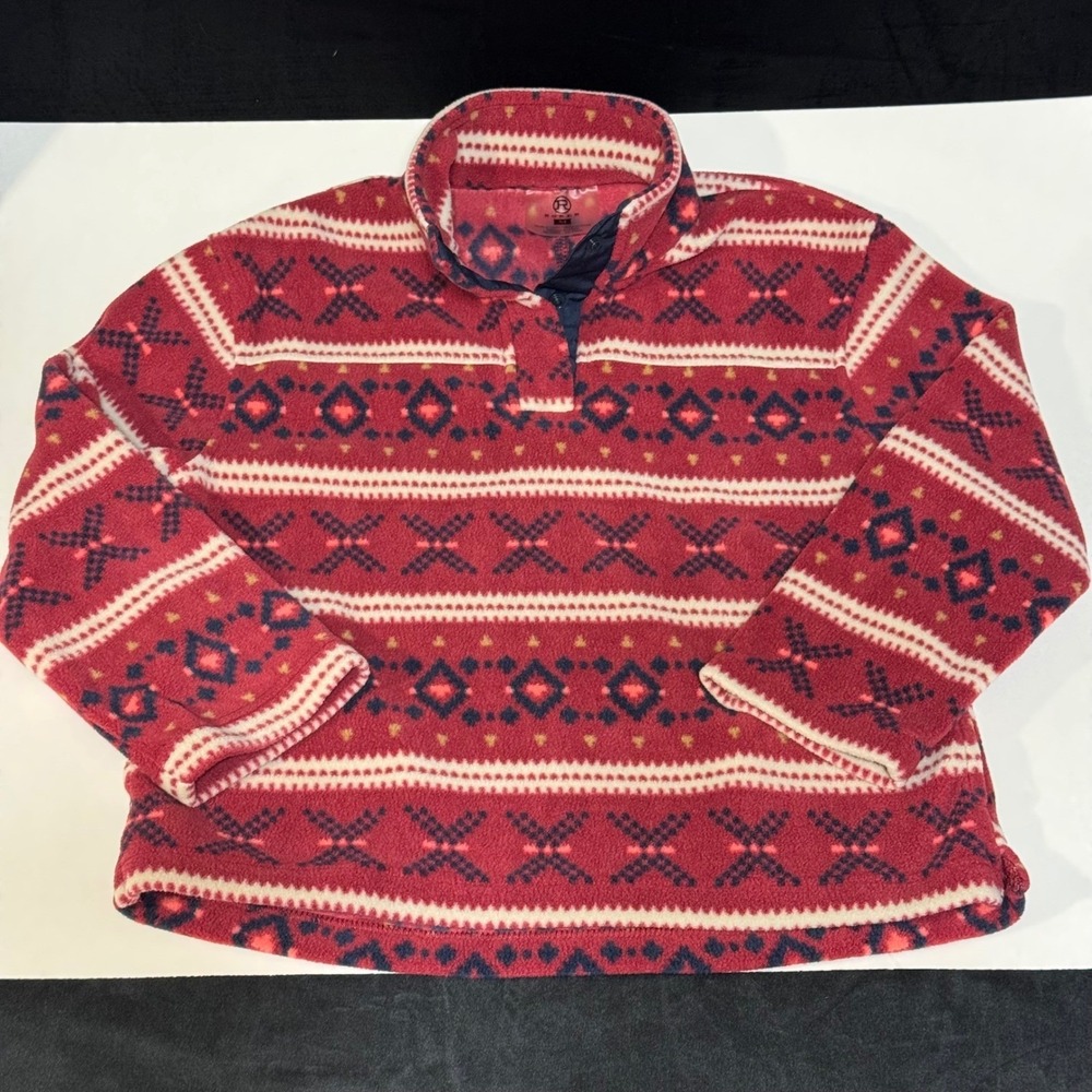 Roper Kids Southwestern Aztec Fleece Snap Pullover Size Youth Medium